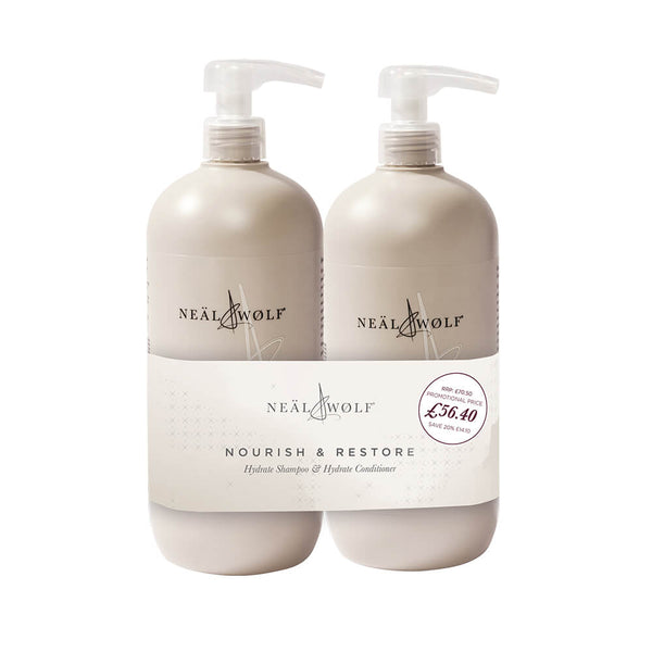 Neal & Wolf Nourish & Restore Hydrate Shampoo & Conditioner 950ml Duo
